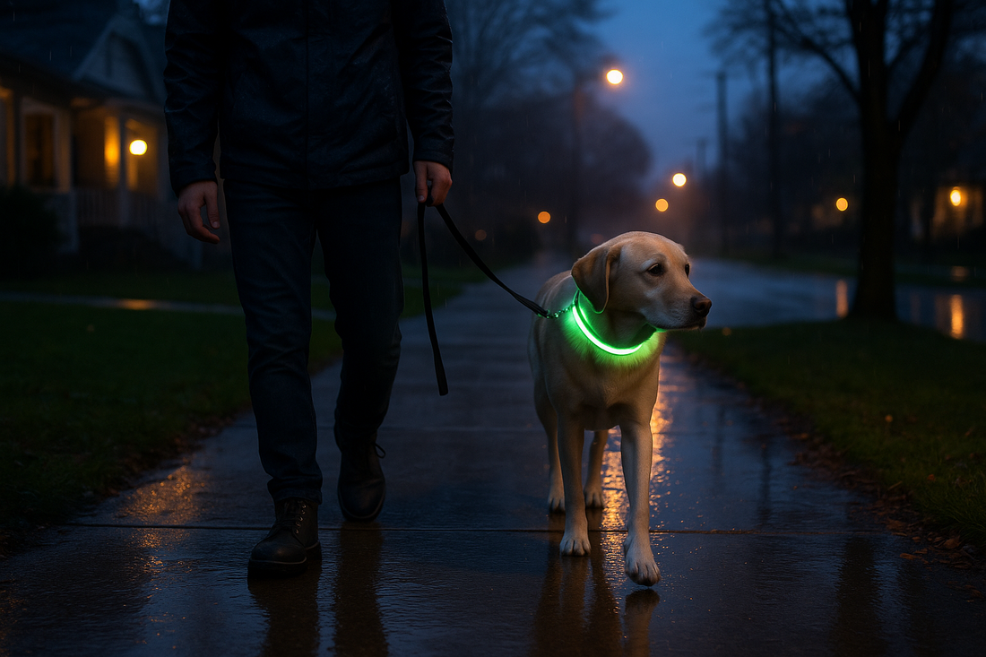rainy evening dog walks how to stay visible and safe cover image