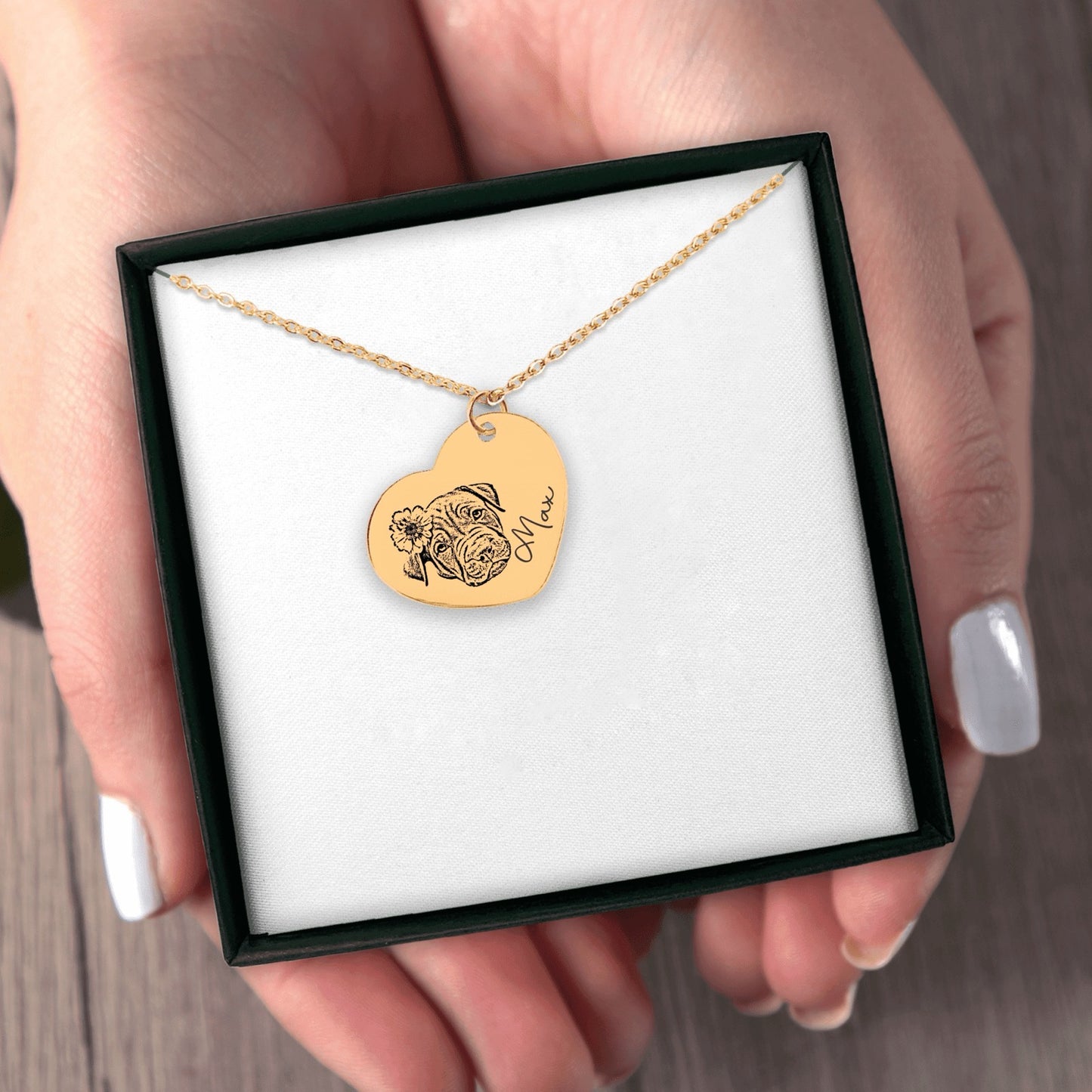 Pet memorial heart necklace with custom photo pendant | Paws-4-Joy