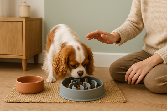 how to introduce a slow feeder bowl without frustrating your dog cover image