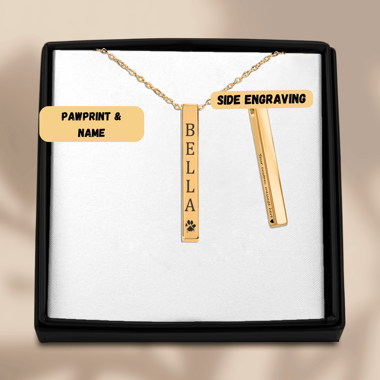 Personalized Pet Name & Paw Necklace
