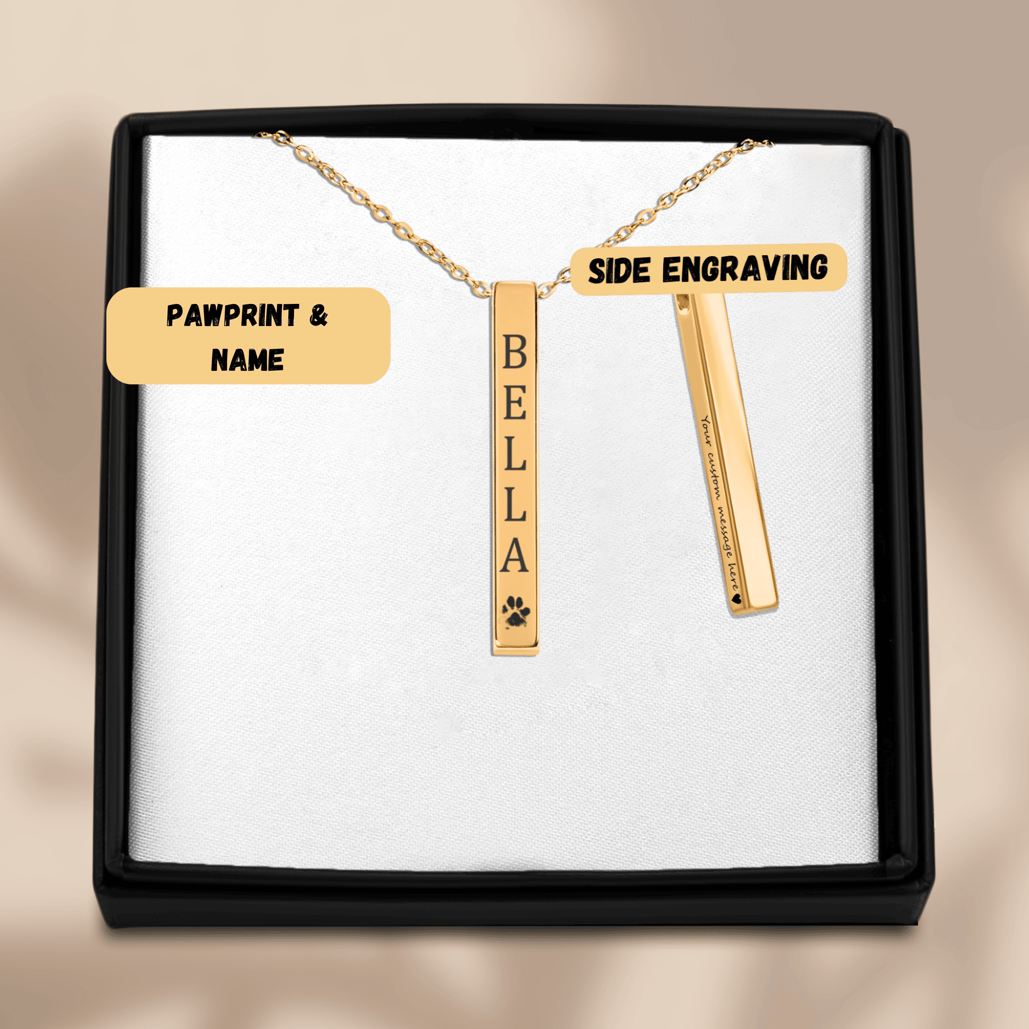 Pet Name & Paw Necklace — personalized pet keepsake, detail view 2