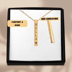 Pet Name & Paw Necklace — personalized pet keepsake, detail view 2