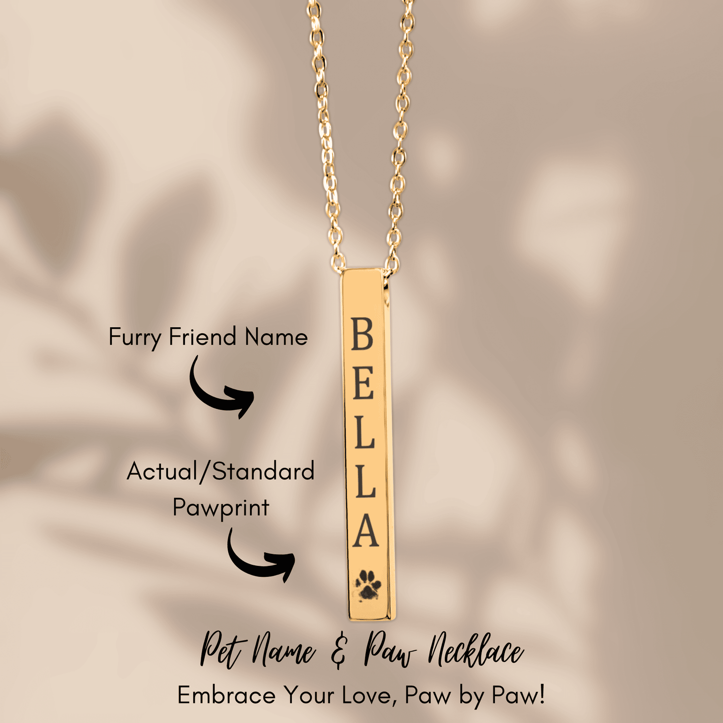 Personalized Pet Name & Paw Necklace