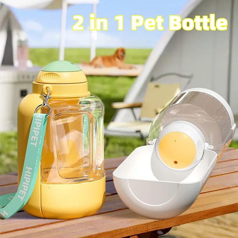 2-in-1 Portable Pet Water Bottle & Food Bowl for Dogs & Cats