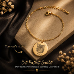Cat Portrait Bracelet personalized pet keepsake detail view 6