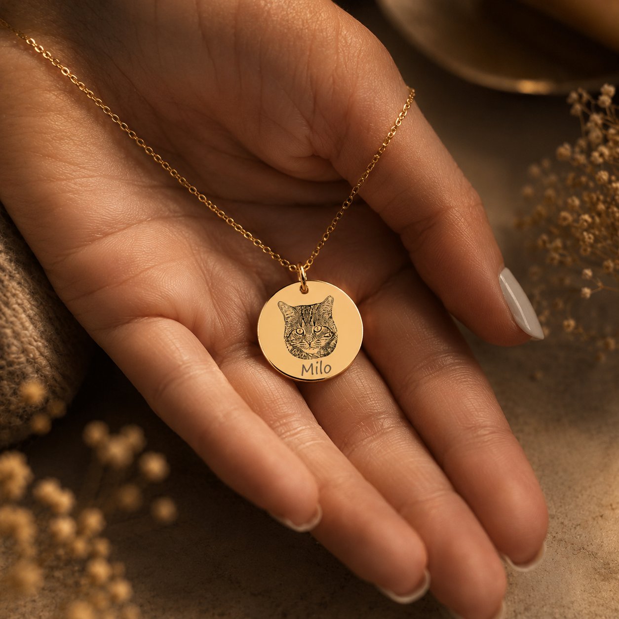 Cat Portrait Necklace personalized pet jewelry by Paws-4-Joy
