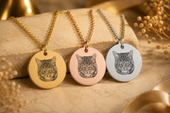 Cat Portrait Necklace personalized pet keepsake detail view 3