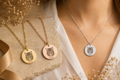 Cat Portrait Necklace personalized pet keepsake detail view 4