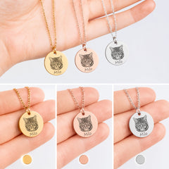 Cat Portrait Necklace personalized pet keepsake detail view 6