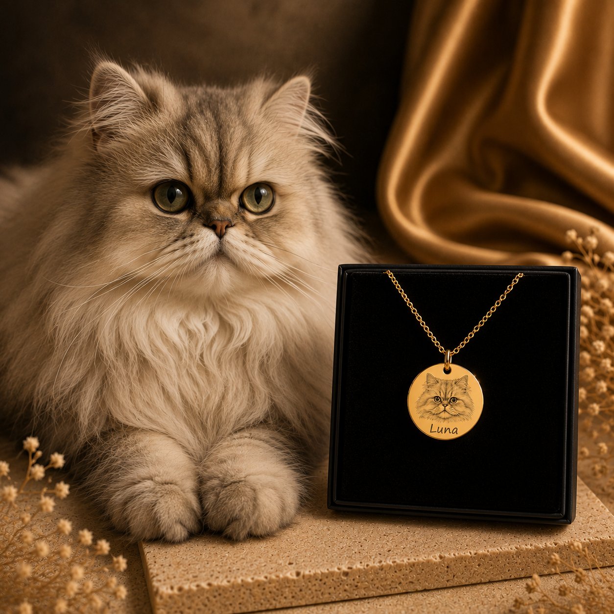 Cat Portrait Necklace personalized pet keepsake detail view 8