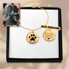 Custom Pawprint Bracelet — personalized engraved pet jewelry by Paws4Joy