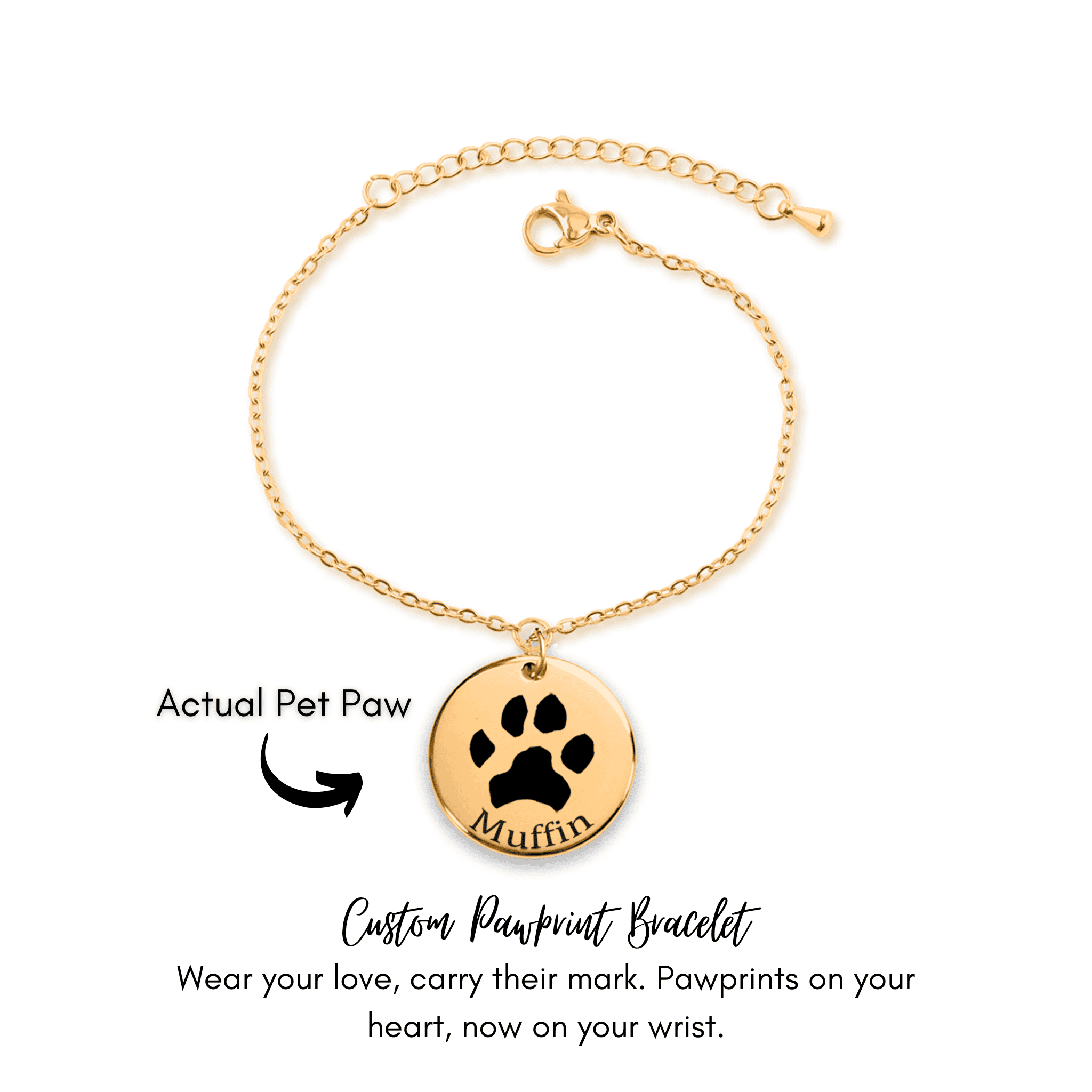 Custom Pawprint Bracelet — personalized pet keepsake, detail view 4