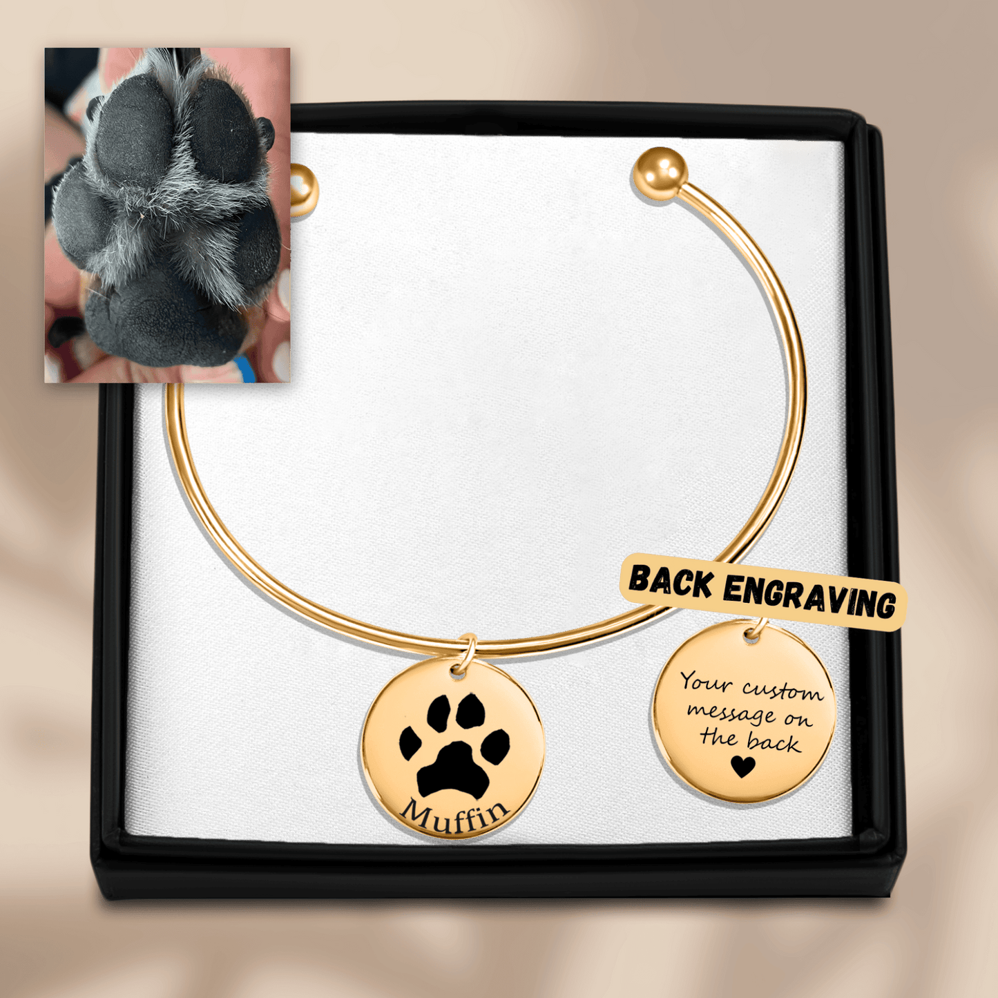 Custom Paw Print Bangle