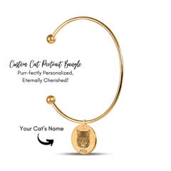 Custom Cat Portrait Bangle — personalized pet keepsake, detail view 3