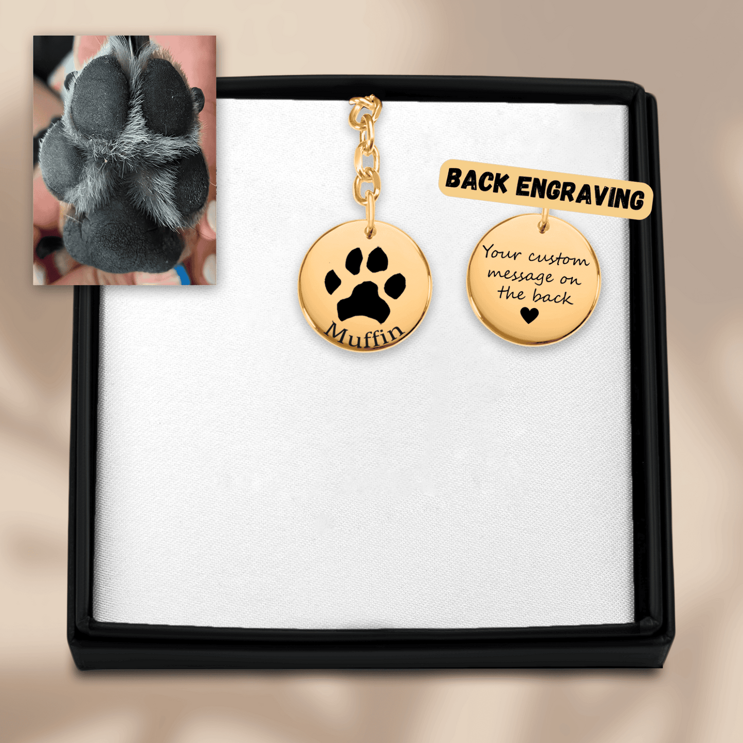 Custom Paw Print Keychain