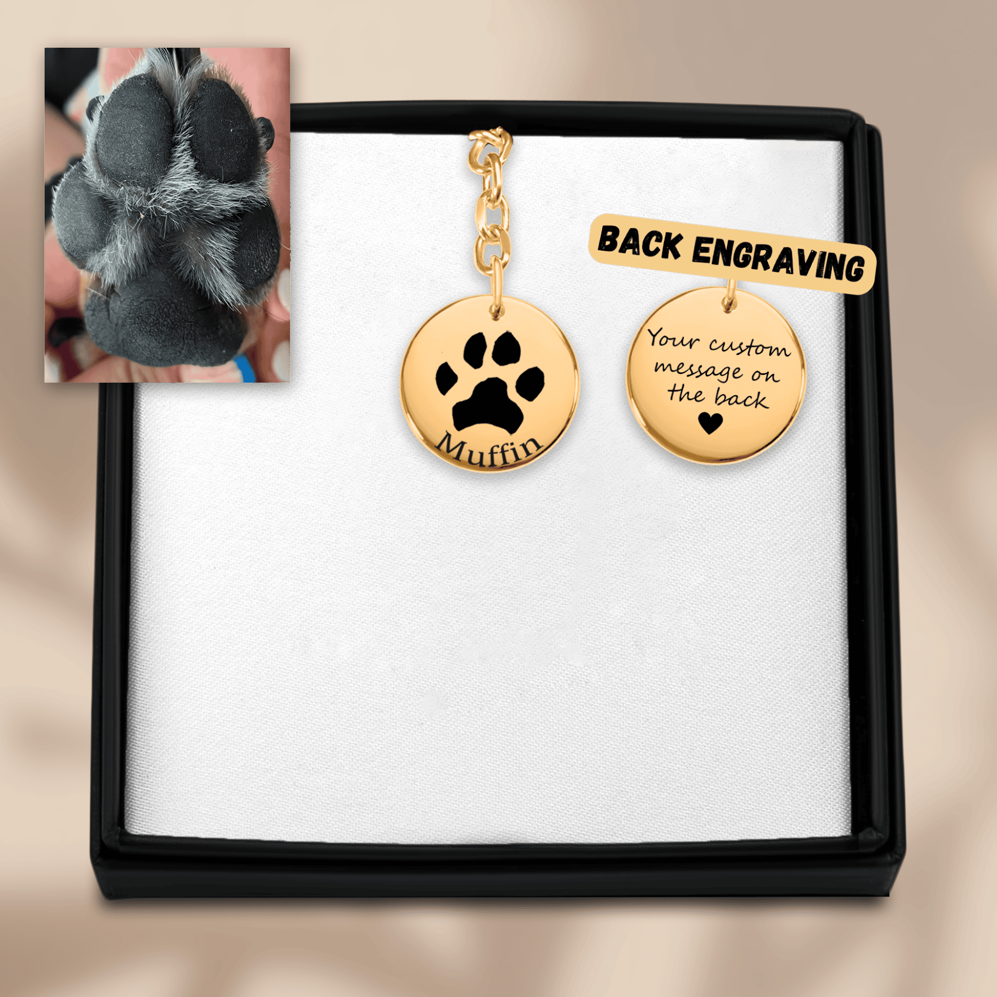 Pawprint Keychain — personalized pet keepsake, detail view 2