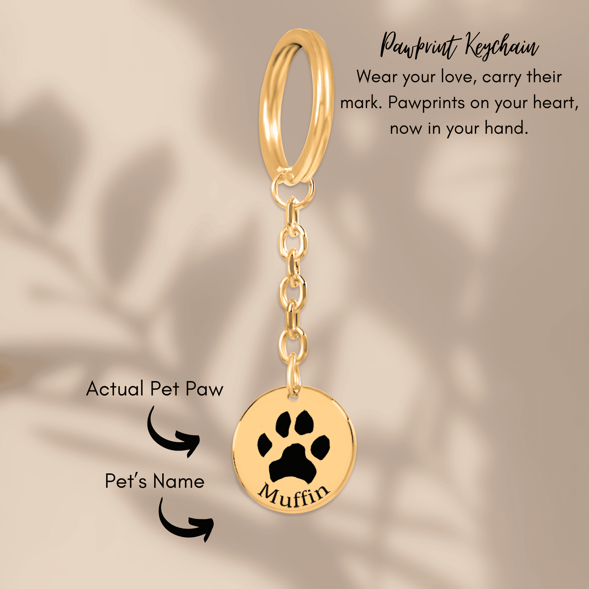 Pawprint Keychain — personalized pet keepsake, detail view 5