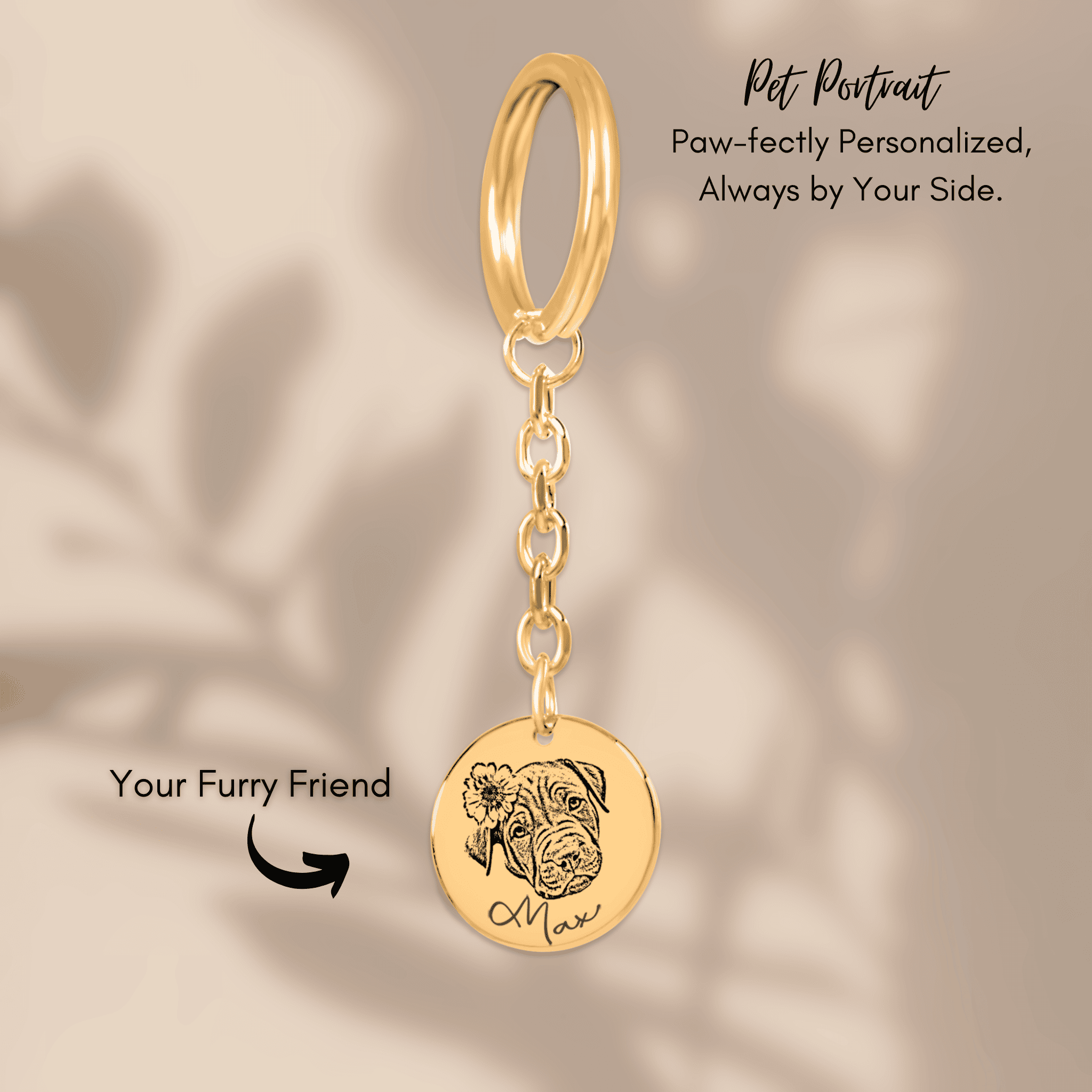 Pet Portrait Keychain — personalized pet keepsake, detail view 5