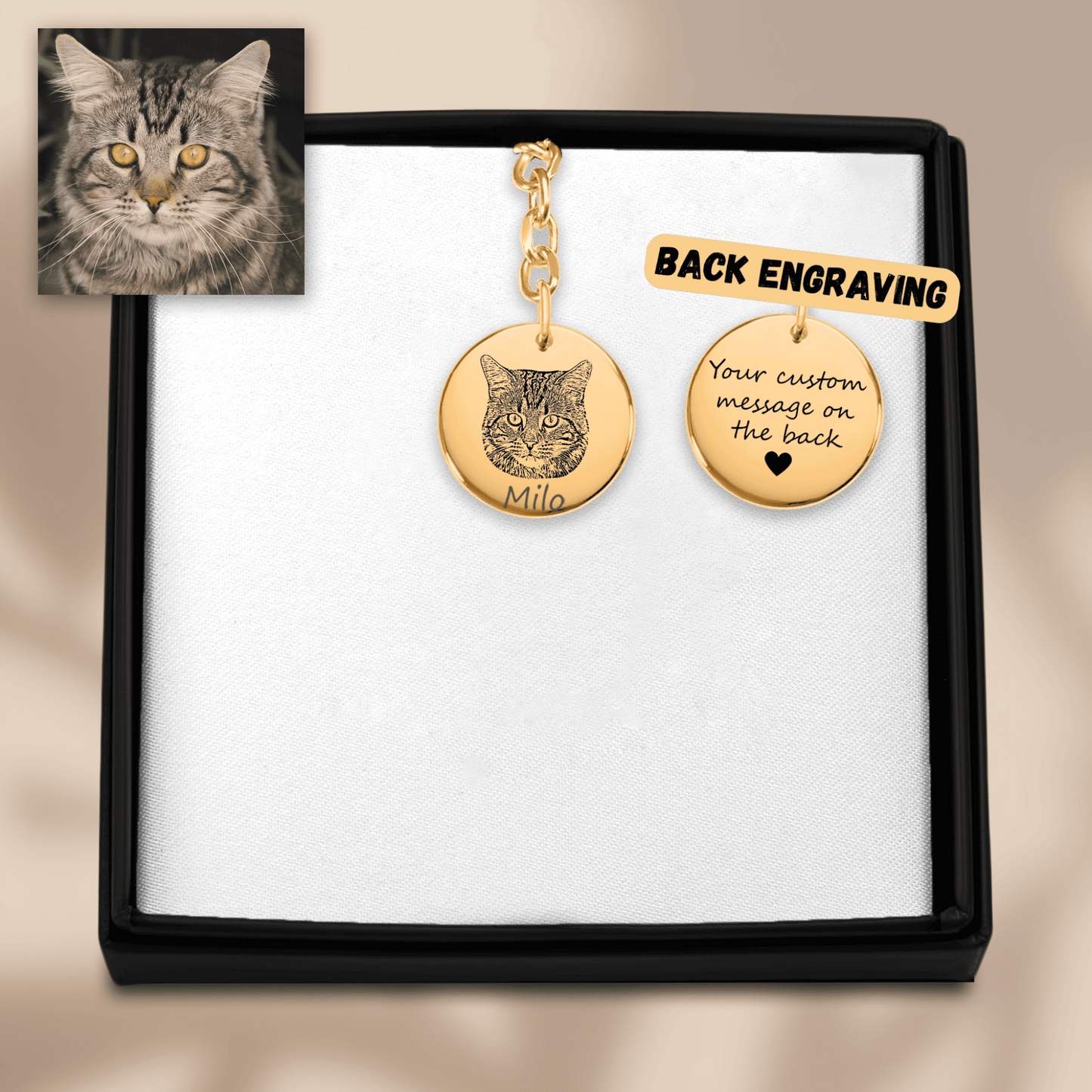 Personalized Cat Portrait Keychain