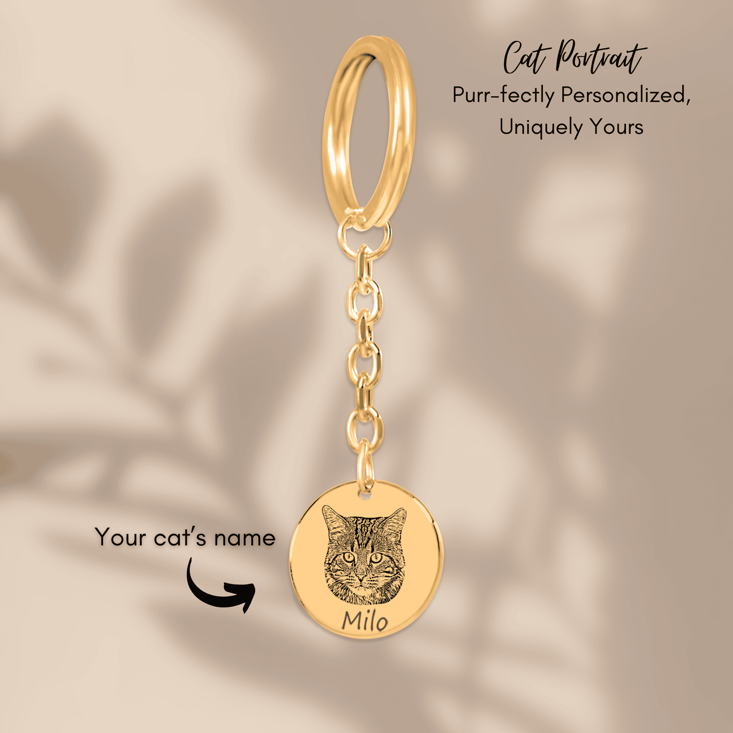 Personalized Cat Portrait Keychain