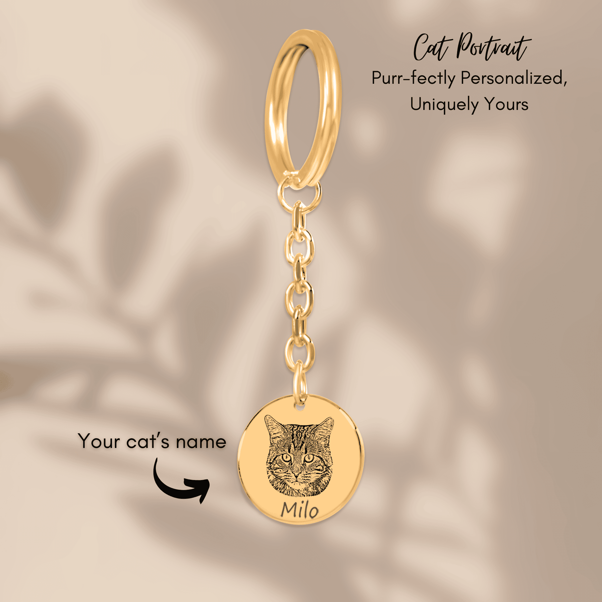 Cat Portrait Keychain — personalized pet keepsake, detail view 5