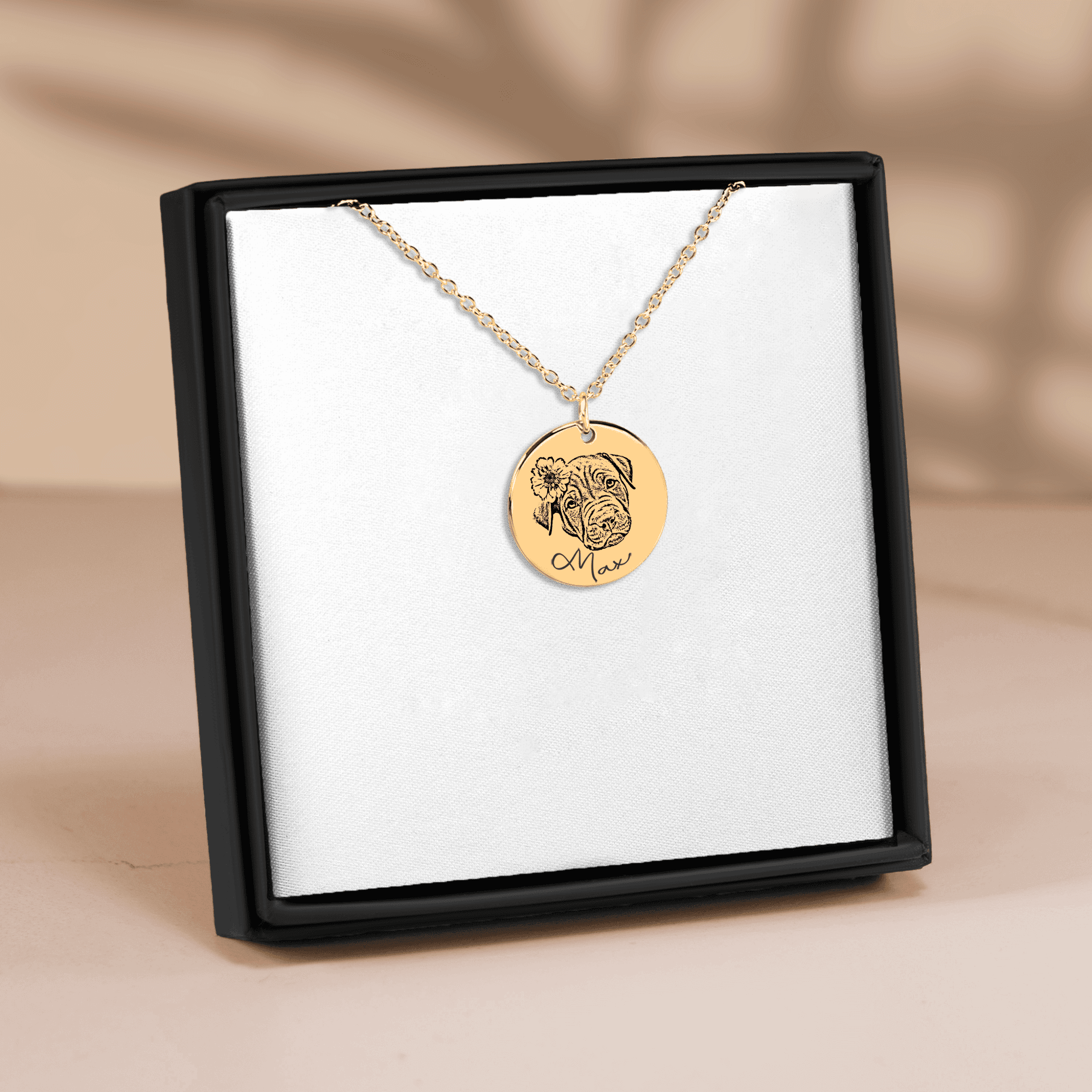 Dog Portrait Necklace — personalized engraved pet jewelry by Paws4Joy