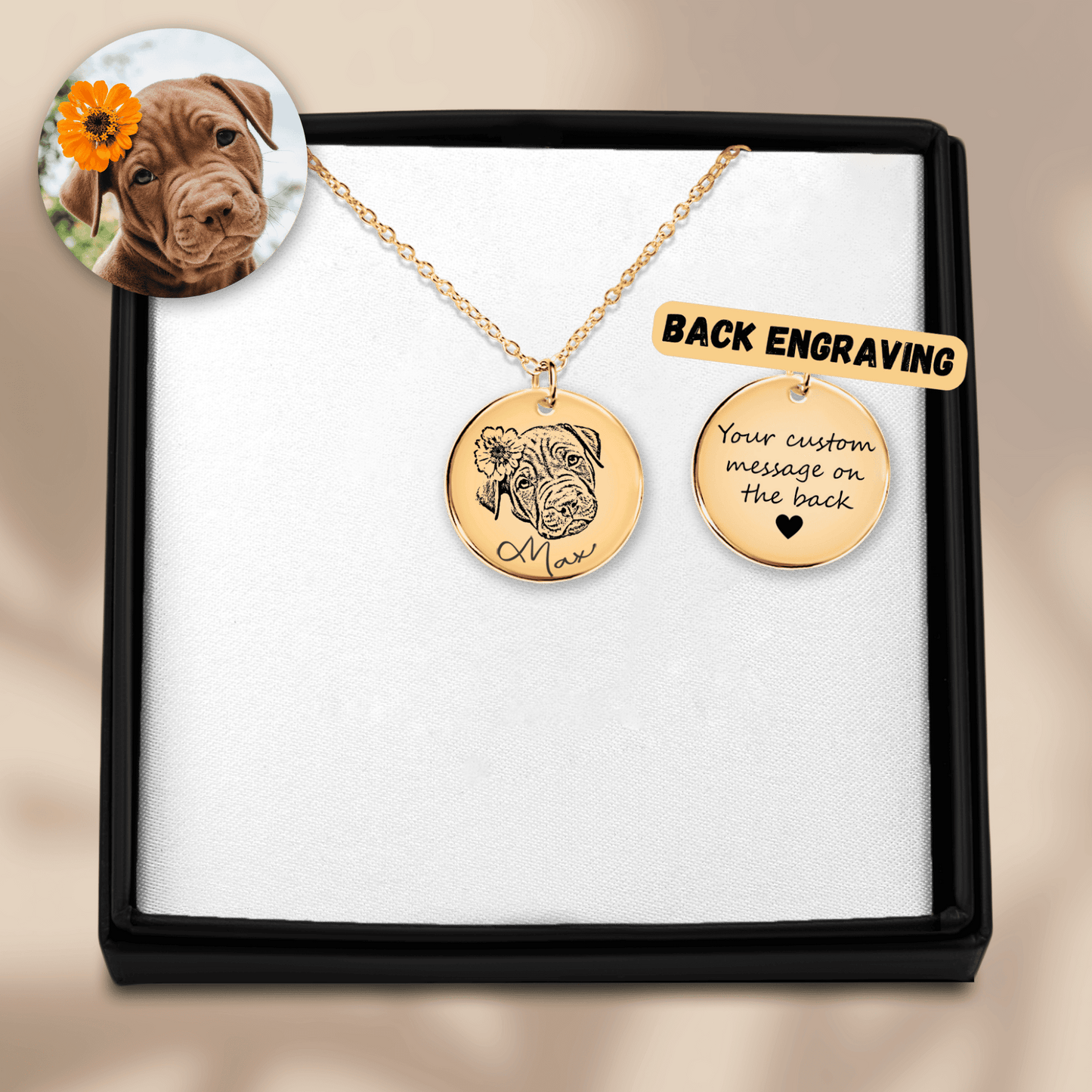 Personalized Dog Portrait Necklace