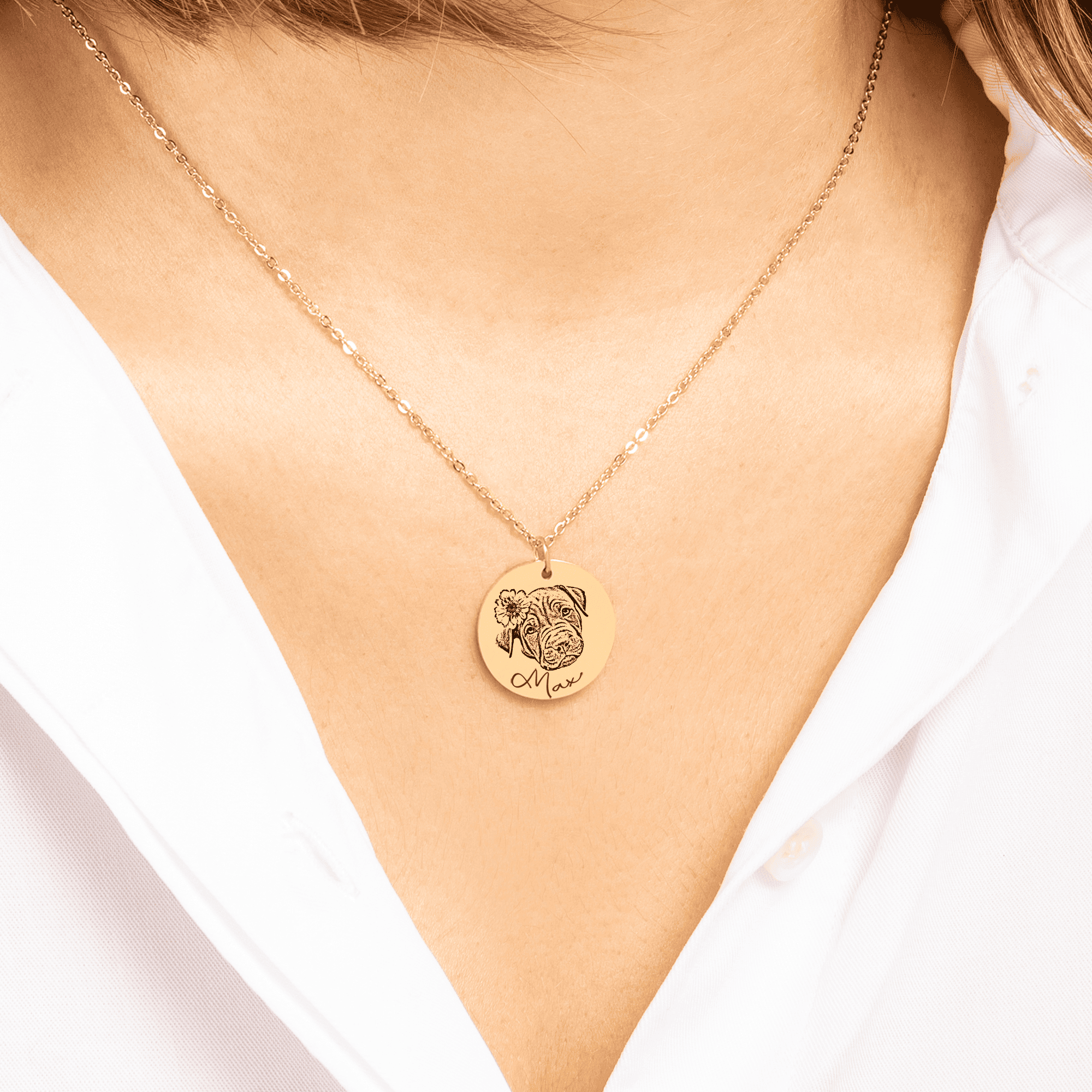 Dog Portrait Necklace — personalized pet keepsake, detail view 4