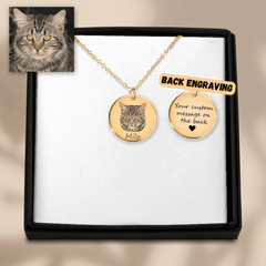 Cat Portrait Necklace — personalized pet keepsake, detail view 2