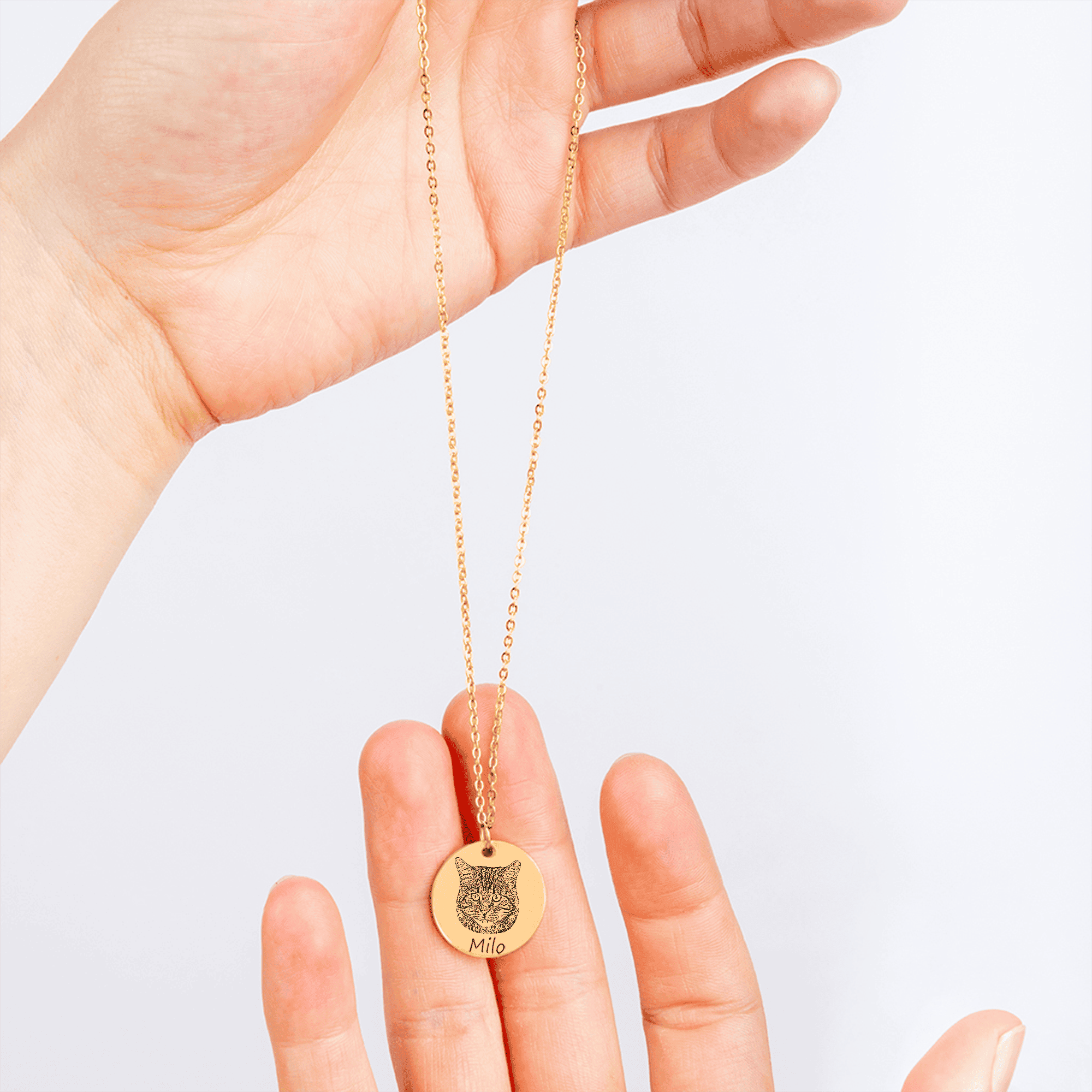 Cat Portrait Necklace — personalized pet keepsake, detail view 5