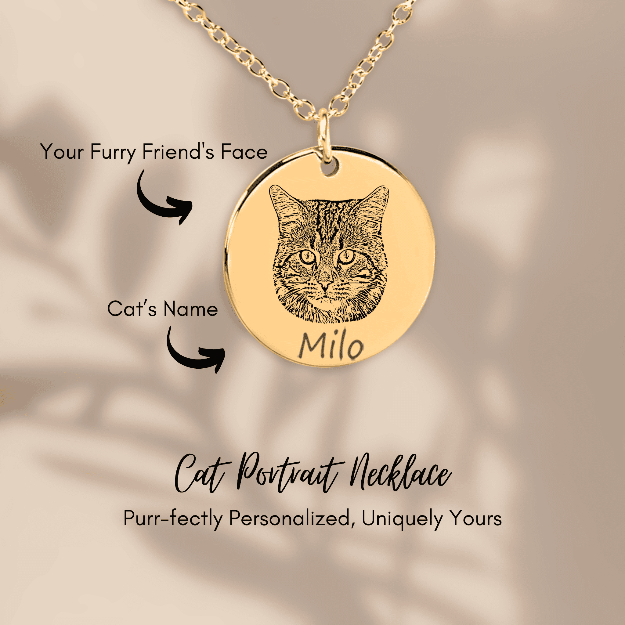 Cat Portrait Necklace — personalized pet keepsake, detail view 6