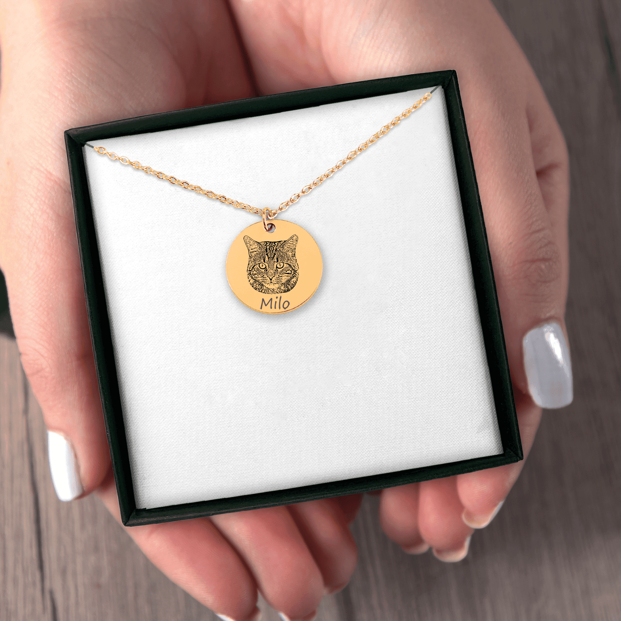 Cat Portrait Necklace — personalized pet keepsake, detail view 8