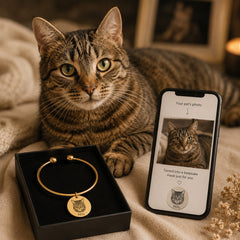 Custom Cat Portrait Bangle personalized pet keepsake detail view 3