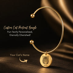 Custom Cat Portrait Bangle personalized pet keepsake detail view 10