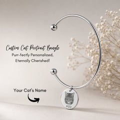Custom Cat Portrait Bangle personalized pet keepsake detail view 11