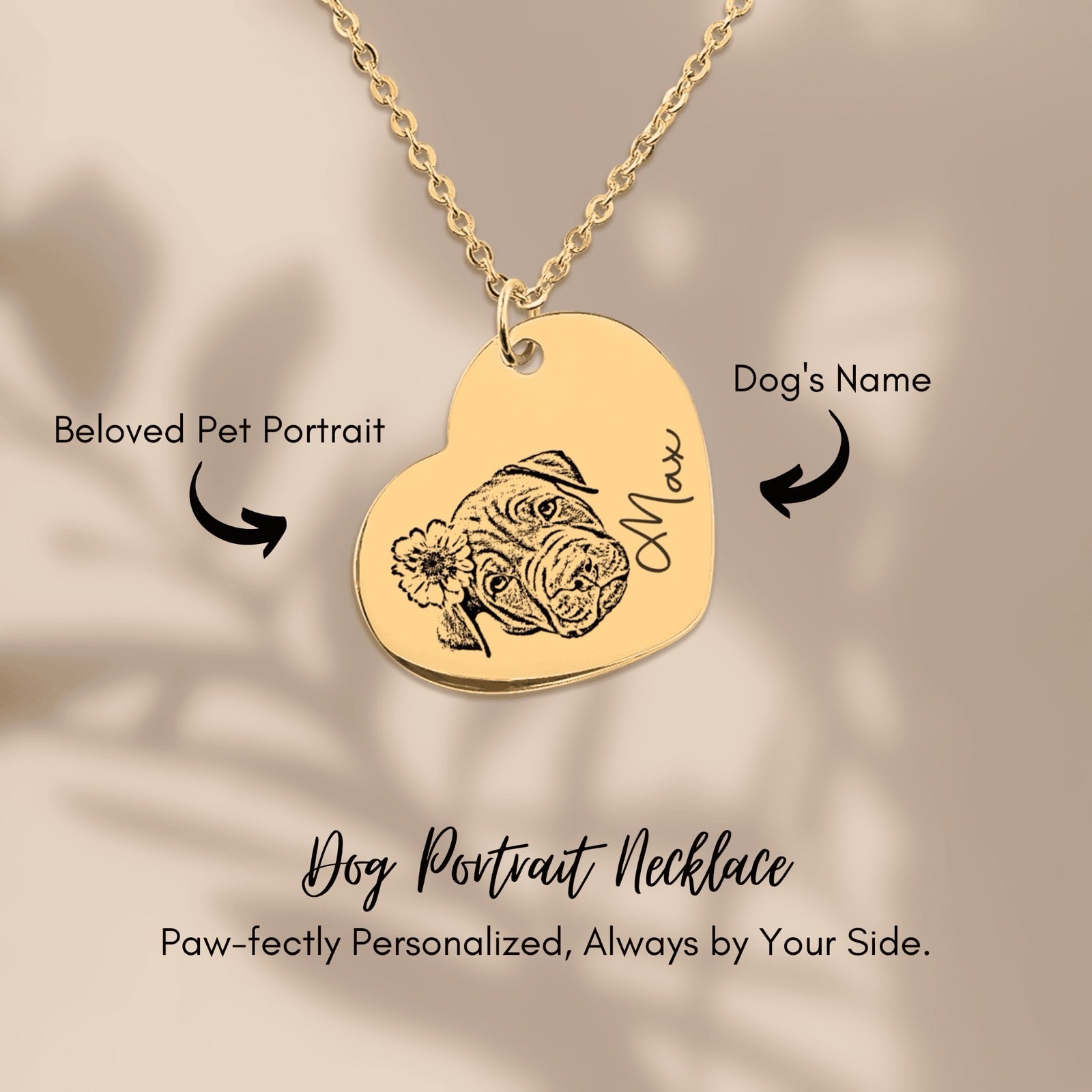 Custom heart necklace with optional back engraving gift message | Paws-4-Joy