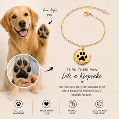 Custom Pawprint Bracelet personalized pet keepsake detail view 3