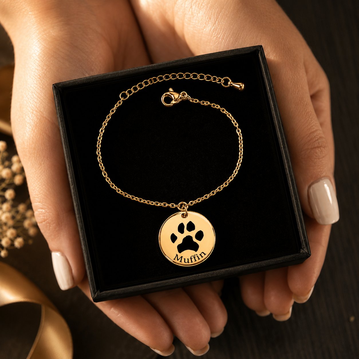 Custom Pawprint Bracelet personalized pet keepsake detail view 9