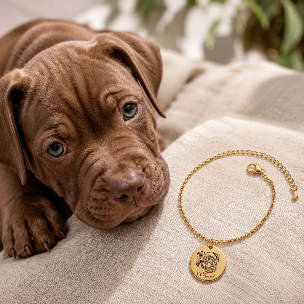 Dog Portrait Bracelet personalized pet keepsake detail view 6