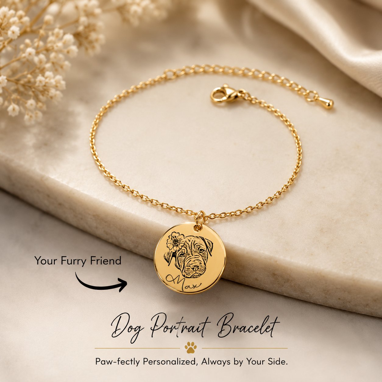 Dog Portrait Bracelet personalized pet keepsake detail view 8