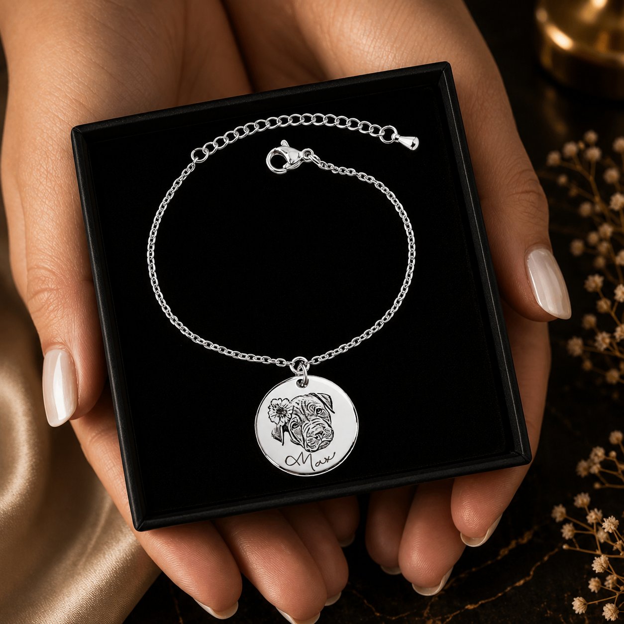 Dog Portrait Bracelet personalized pet keepsake detail view 9