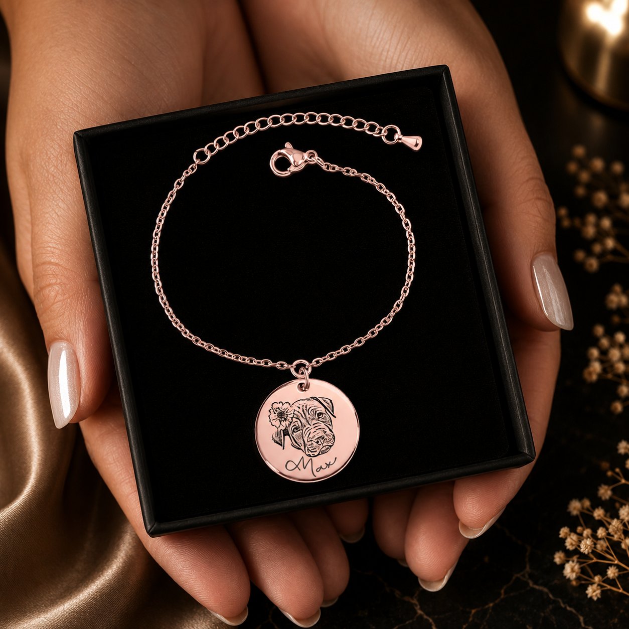 Dog Portrait Bracelet personalized pet keepsake detail view 12