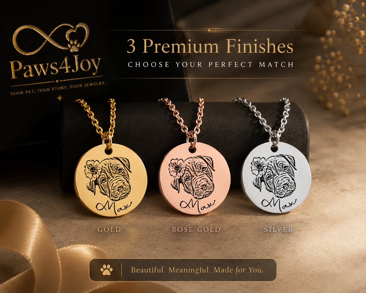 Dog Portrait Necklace personalized pet keepsake detail view 7