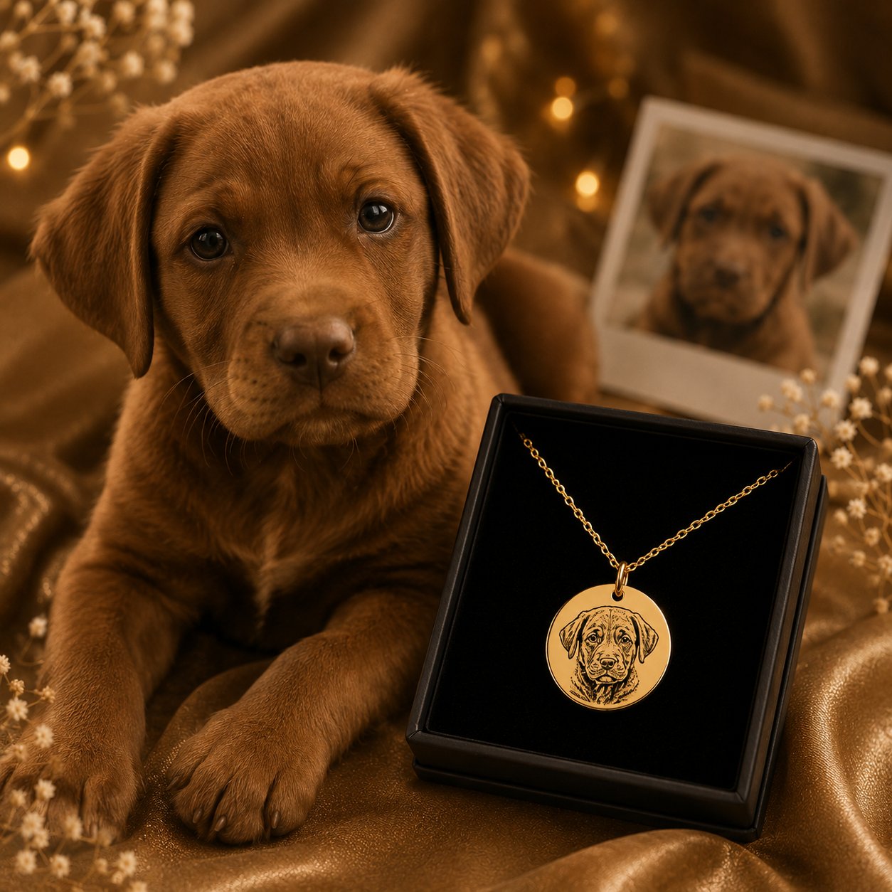 Dog Portrait Necklace personalized pet keepsake detail view 12