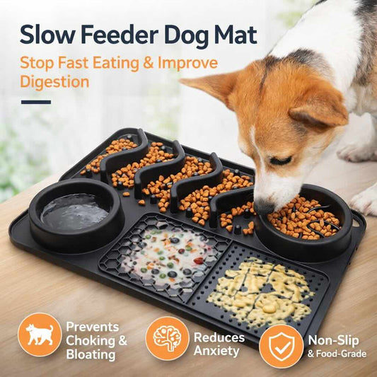 multifunctional dog slow feeder lick mat with bowls anti choking feeding mat for dogs