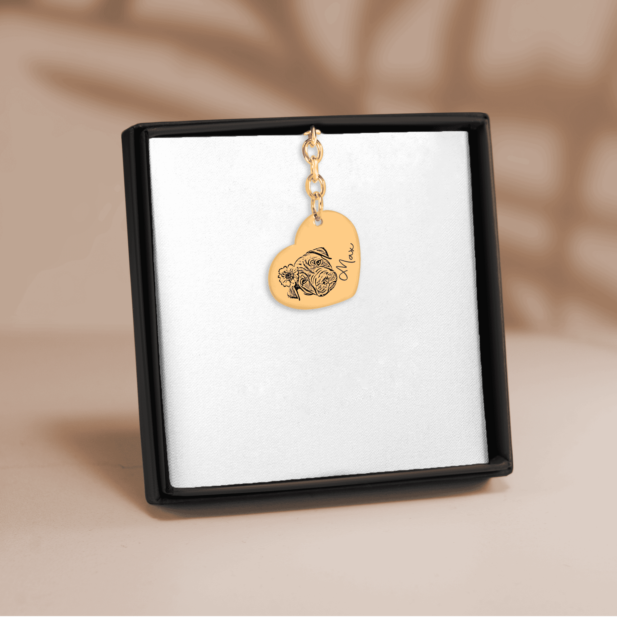 Pet Portrait Heart Keychain — personalized engraved pet jewelry by Paws4Joy