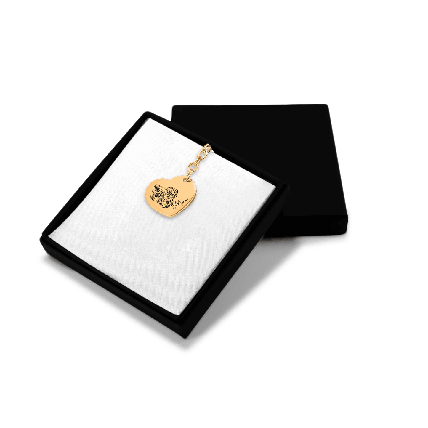 Personalized Pet Portrait Heart Keychain