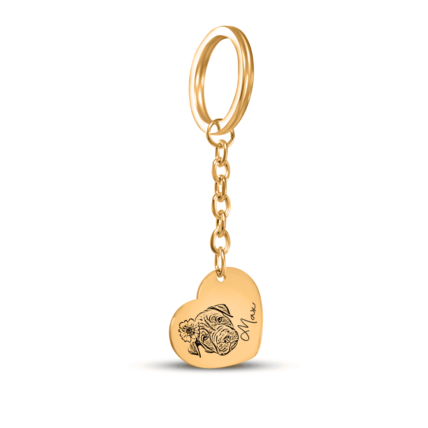 Personalized Pet Portrait Heart Keychain