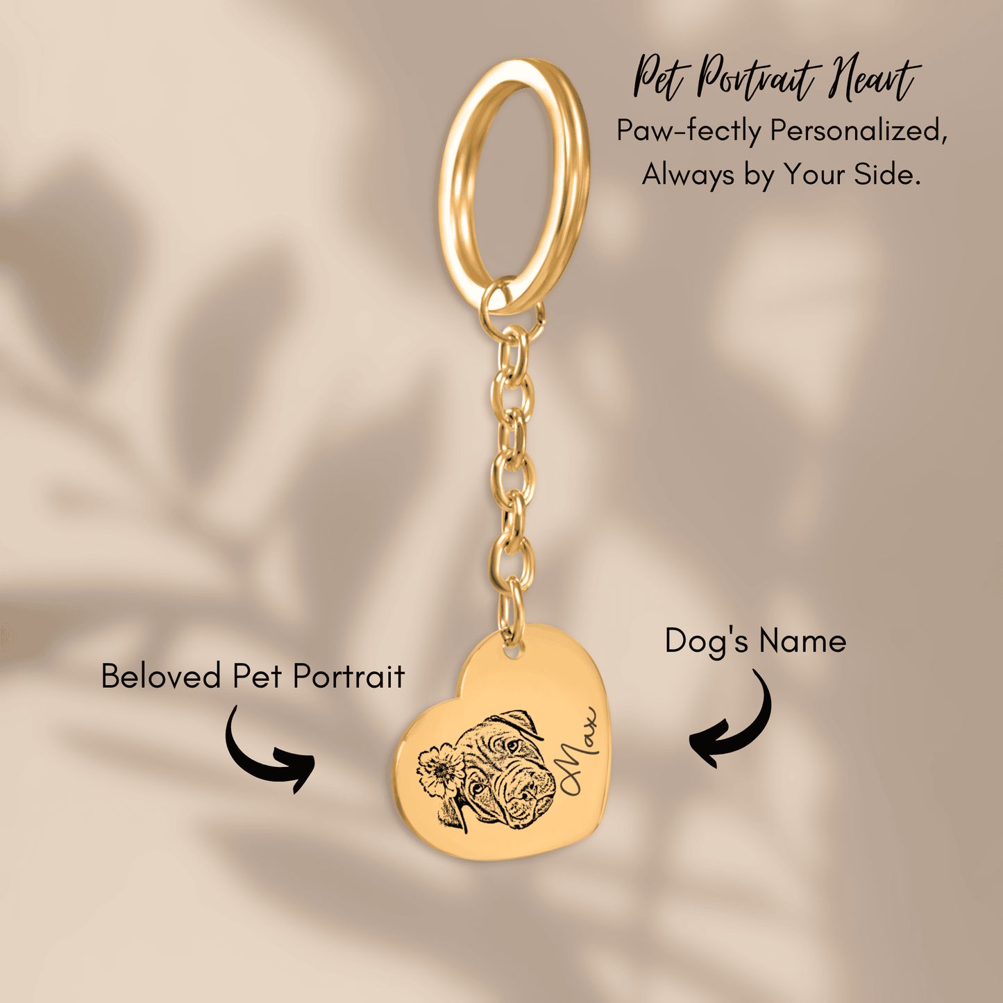 Personalized Pet Portrait Heart Keychain