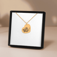 Pet Portrait Heart Necklace — personalized engraved pet jewelry by Paws4Joy